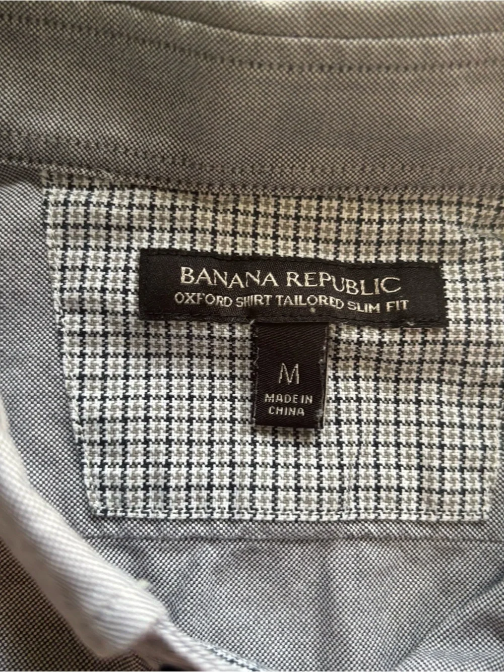 Banana Republic Tailored Slim Fit Oxford Button-Up Shirt Gray M Cotton